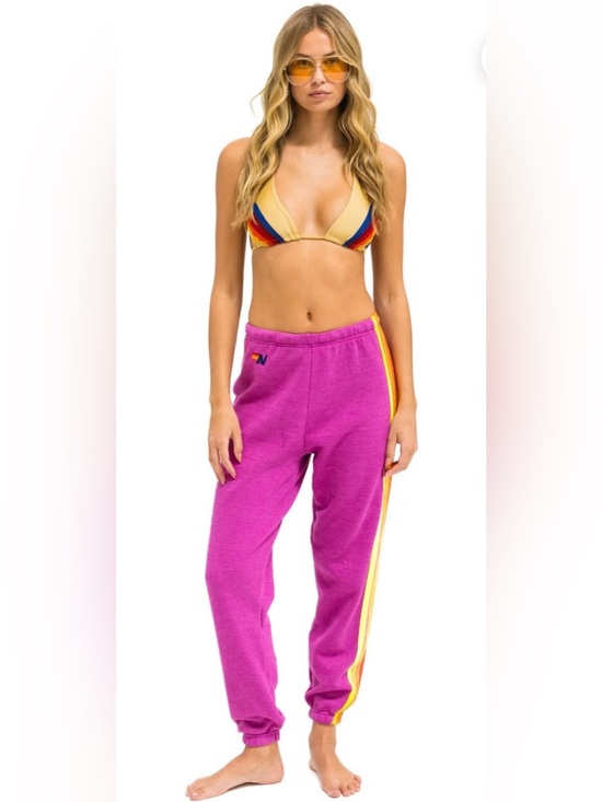 Aviator Nation Pants - Aviator Nation 5 Stripe Sweatpants Magenta Orange Yellow Women’s Size Small